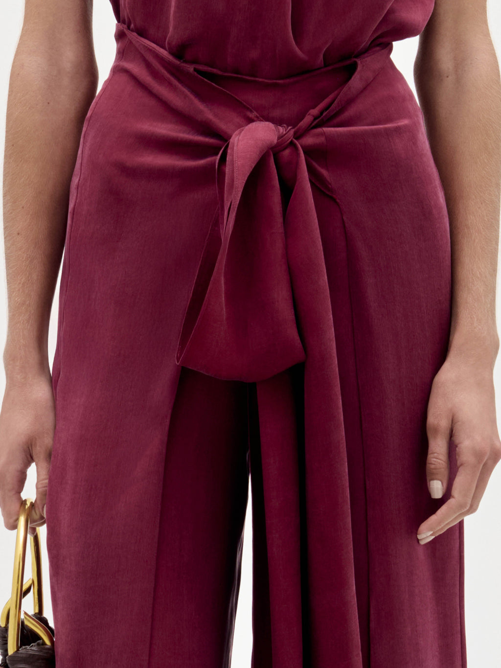 Burgundy Halter Wide-Leg Jumpsuit