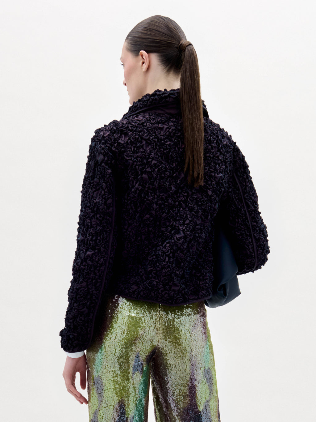 Cropped Fuzzy Turn-Down Jacket