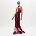 Red Pink Gradient Halter Gown