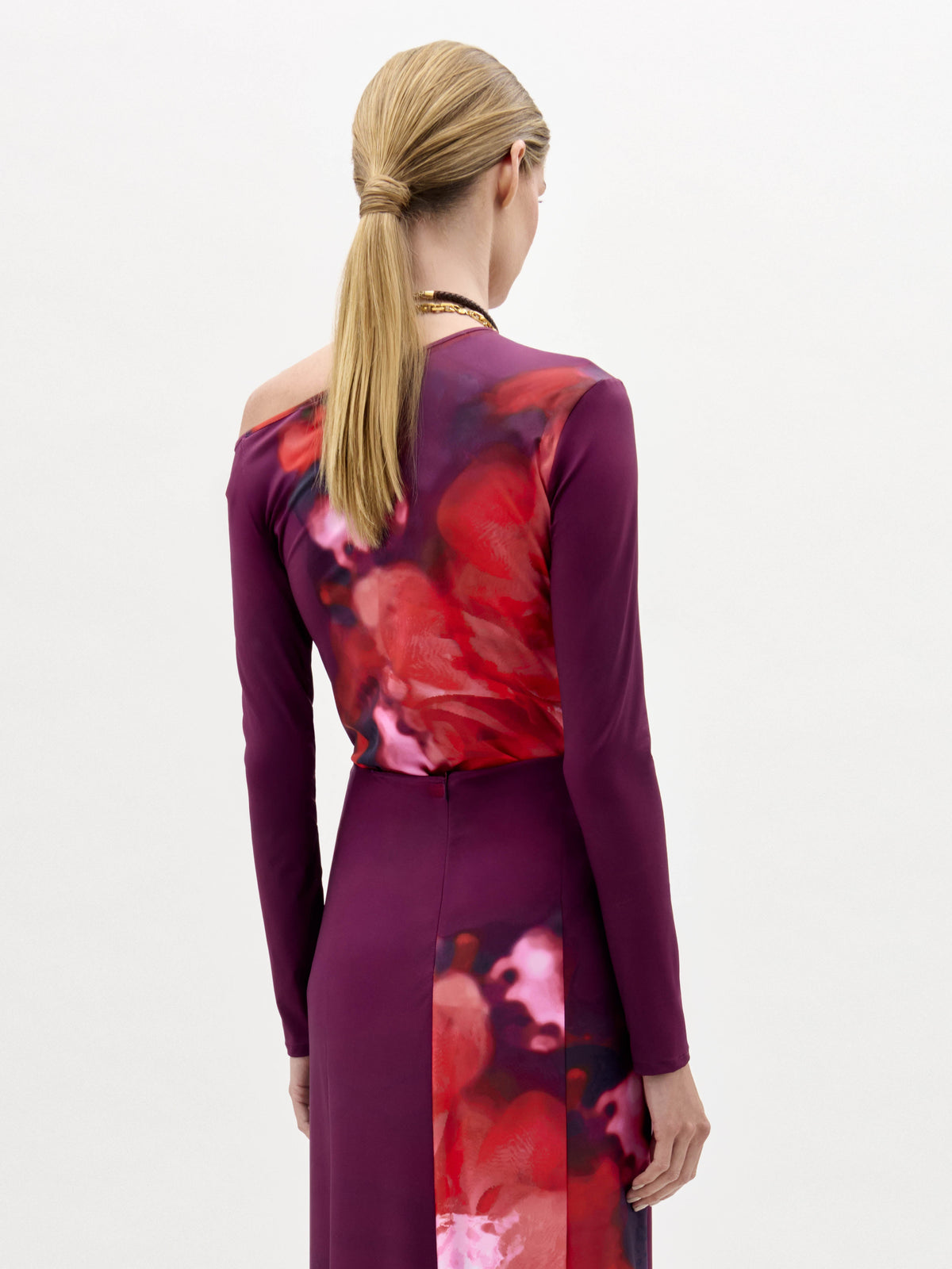 Purple Off - Shoulder Print Dress