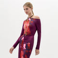 Purple Off - Shoulder Print Dress
