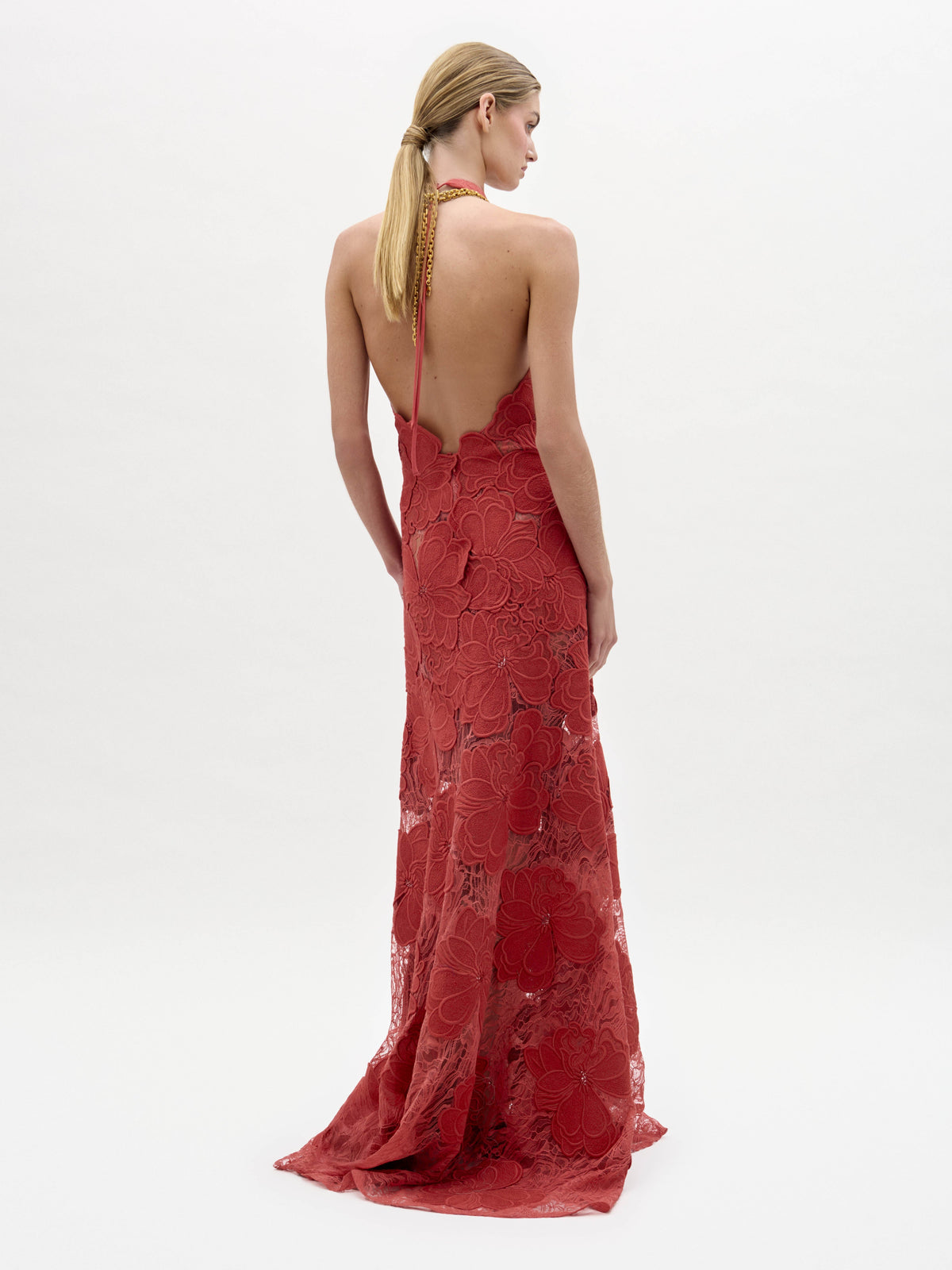 Red Floral Embroidery Long Dress