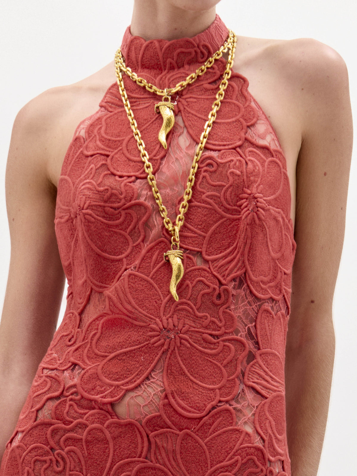 Red Floral Embroidery Long Dress