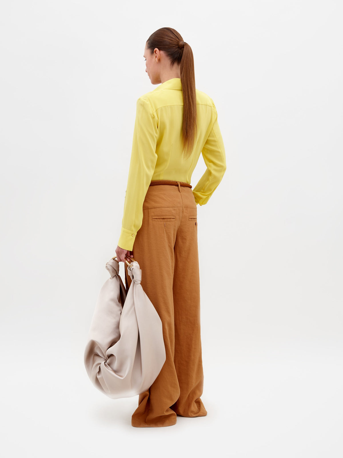Brown High-Waist Wide-Leg Pants
