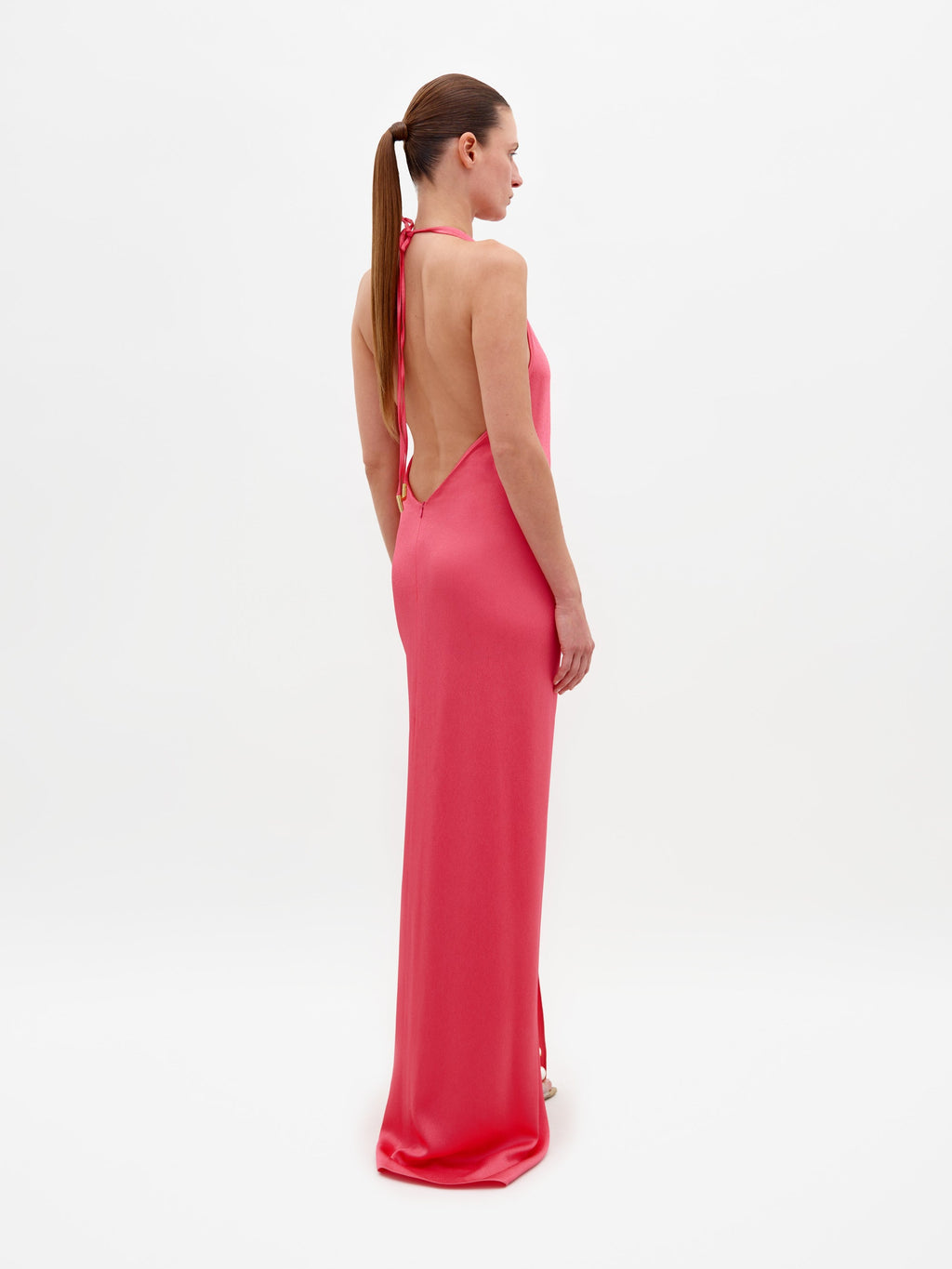 Drapey Pink Halter Knot Maxi Dress