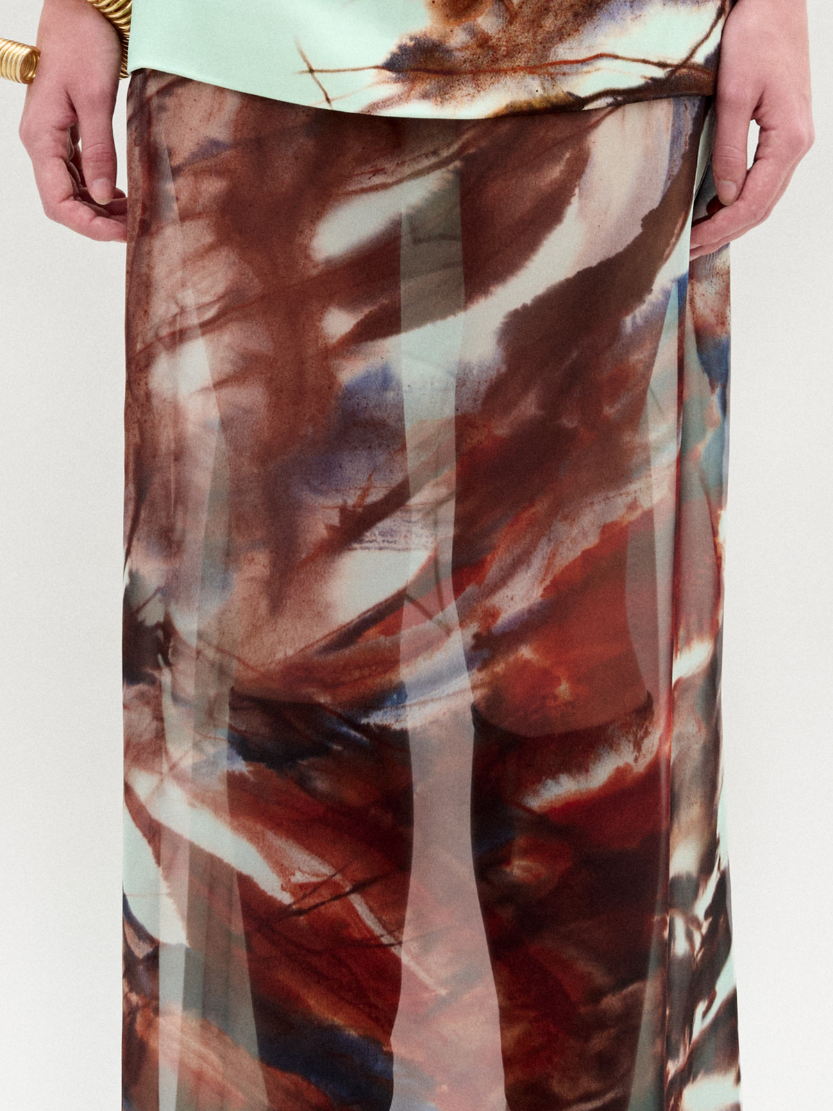 Drawstring Printed Drapey Maxi Dress