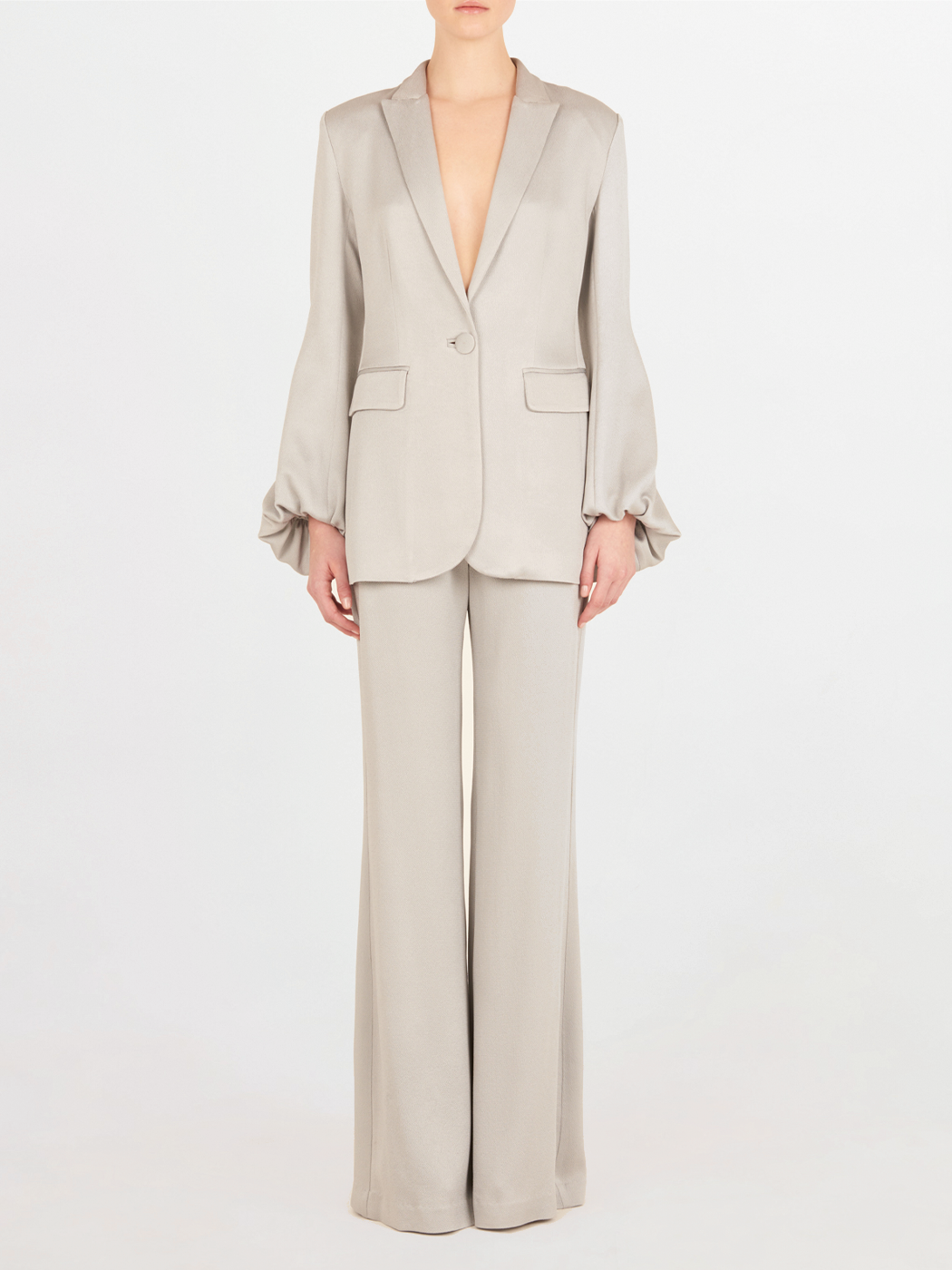 Light Gray High-Waist Wide-Leg Pants