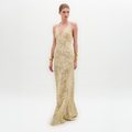 Champagne 3D Embroidered Maxi Dress
