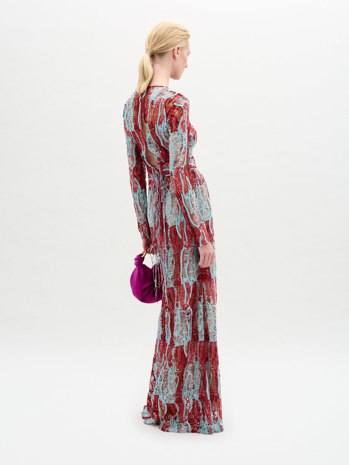 Red-Blue Patterned Maxi Dress