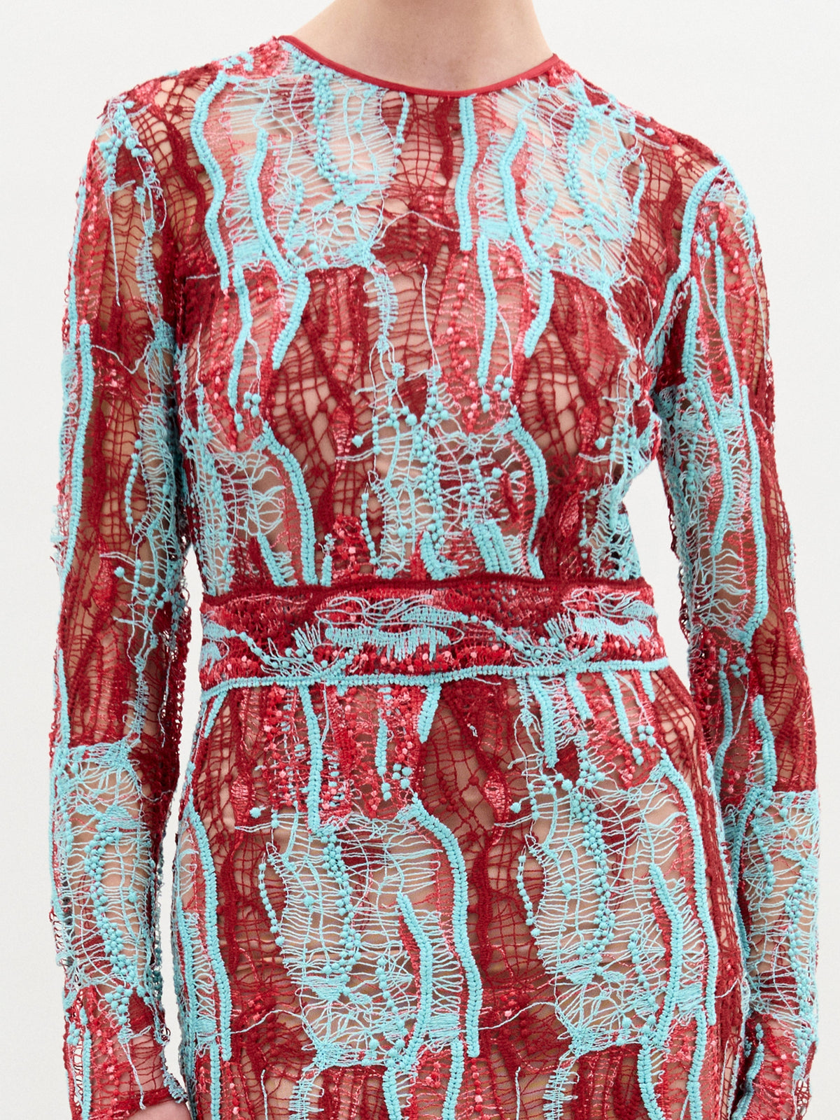 Red-Blue Patterned Maxi Dress