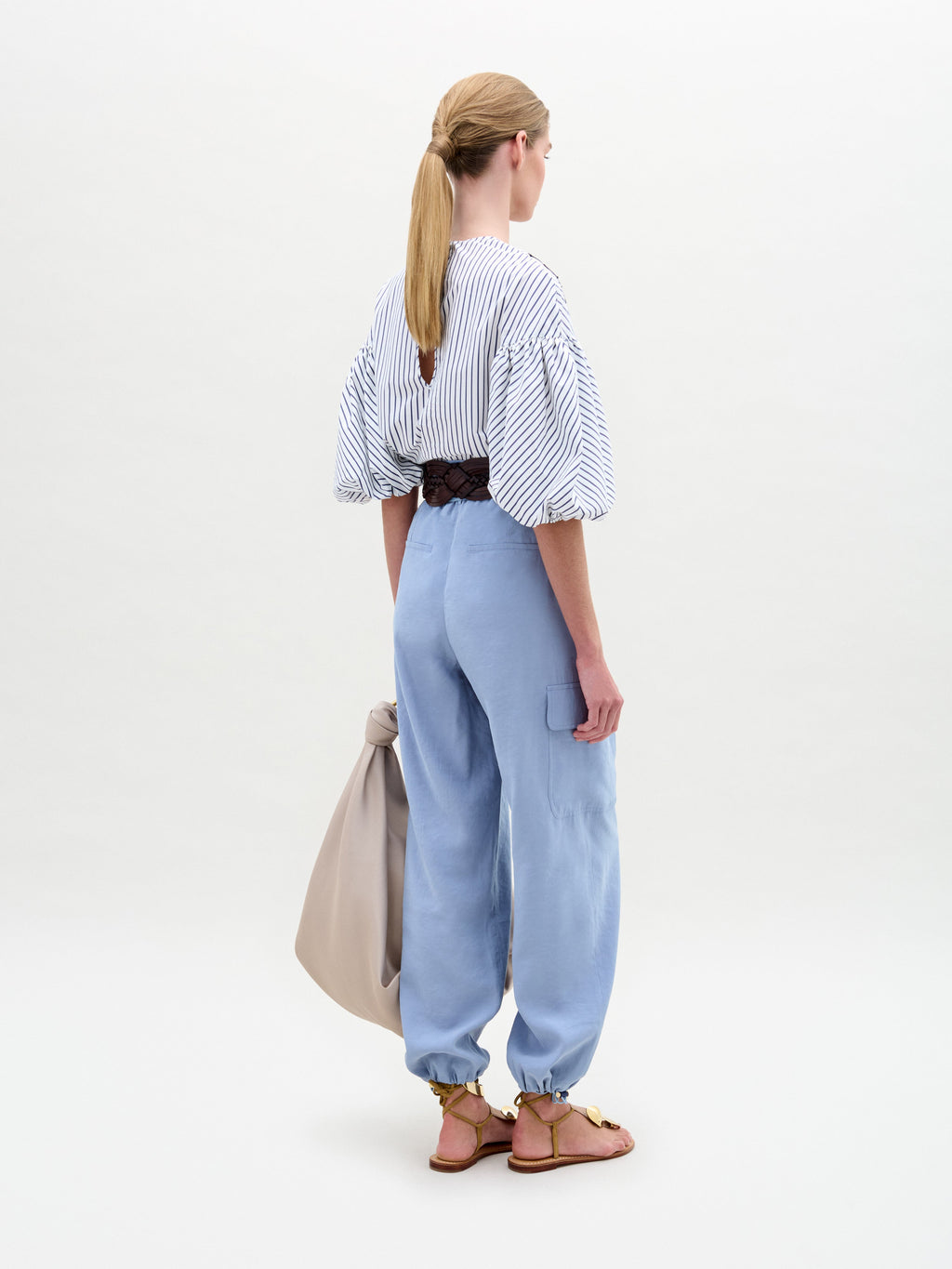 Light Blue Cuffed Casual Pants