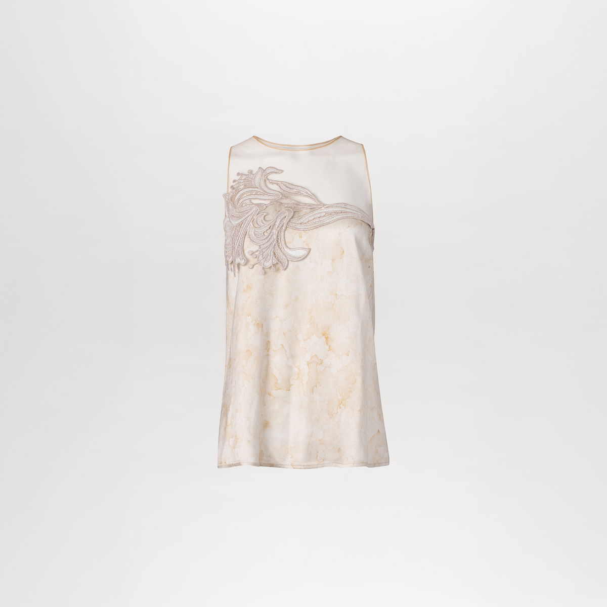 Damask Embroidered Sleeveless Top