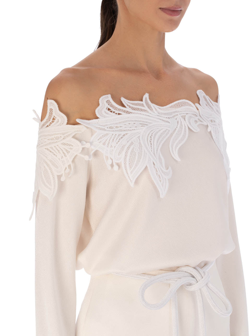 White Feather - lace Off - shoulder Top
