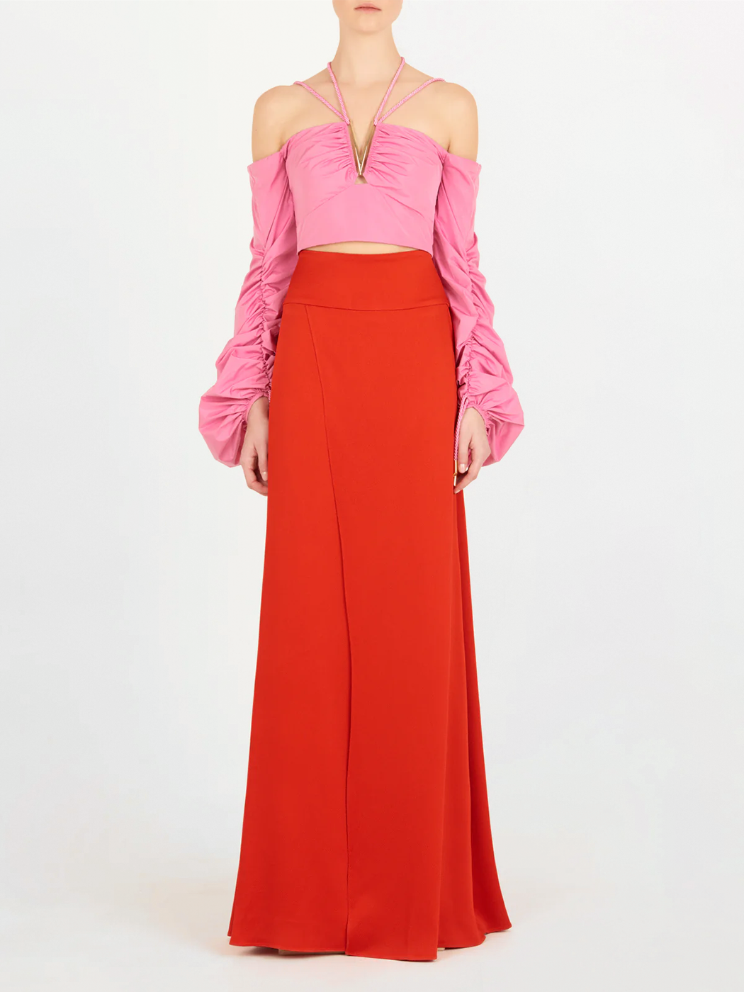 Red High-waisted Wide-leg Pants