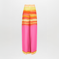 Pink Orange Gradient High-Waisted Wide-Leg Trousers