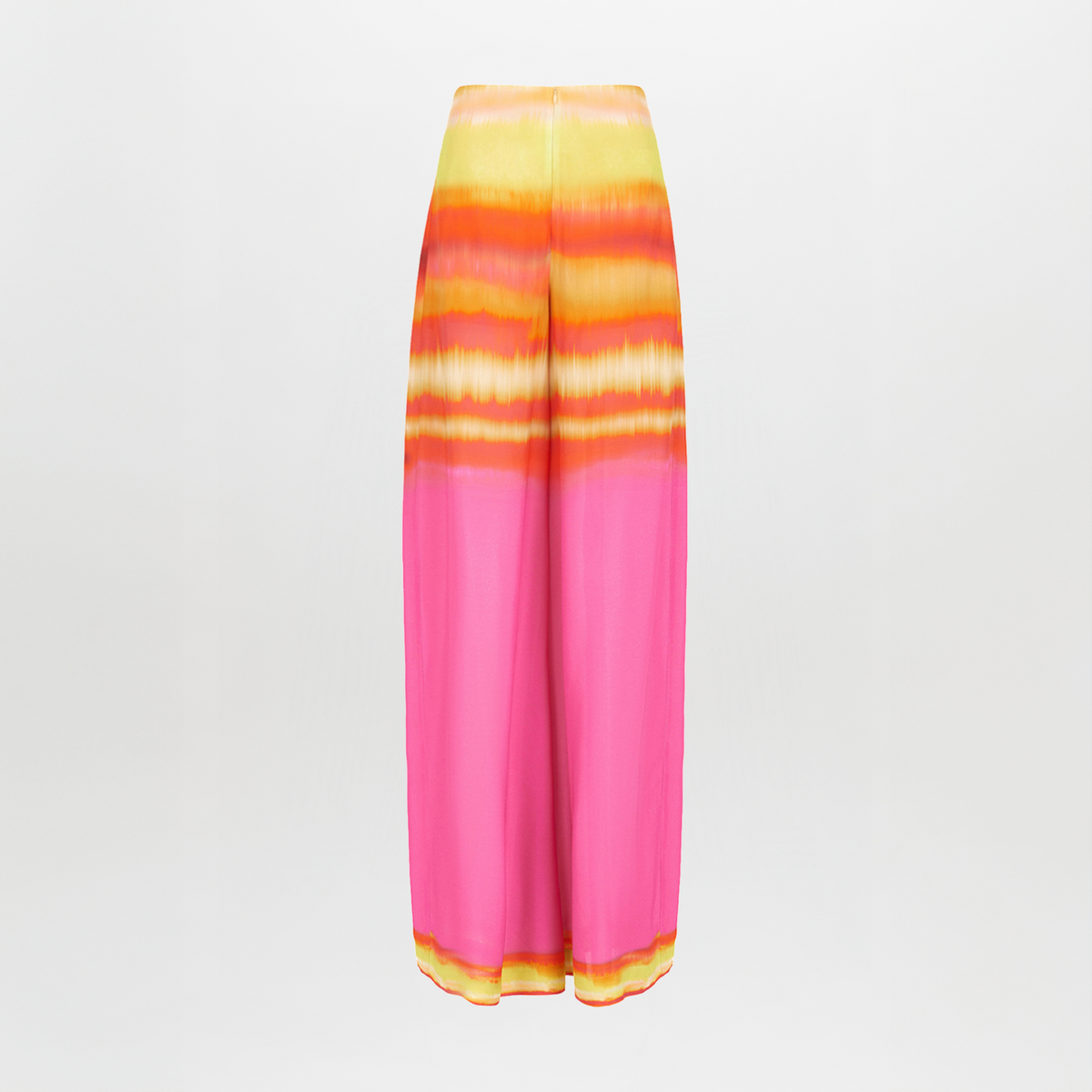 Pink Orange Gradient High-Waisted Wide-Leg Trousers