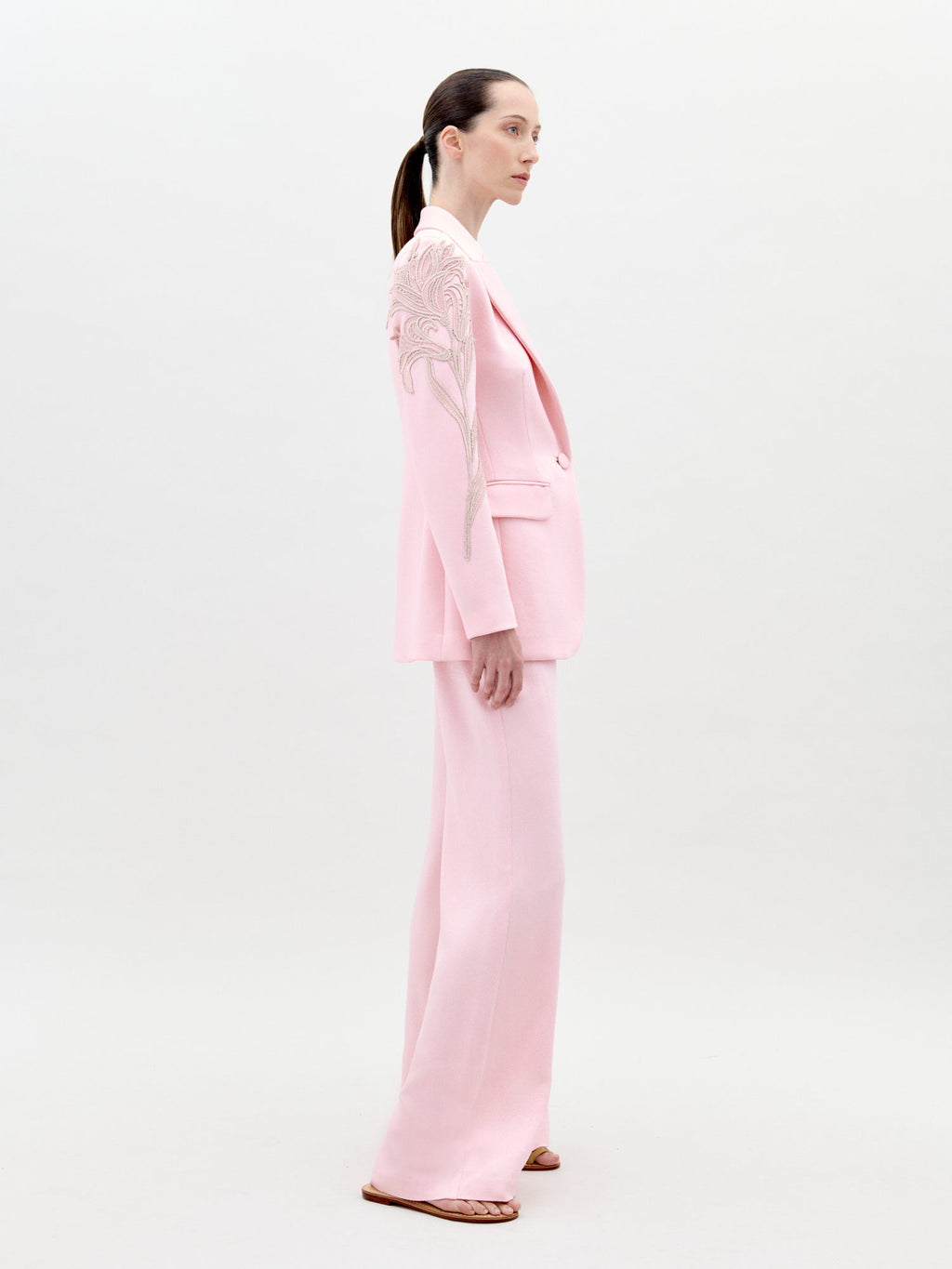Embroidered Pink Suit Two-piece Set