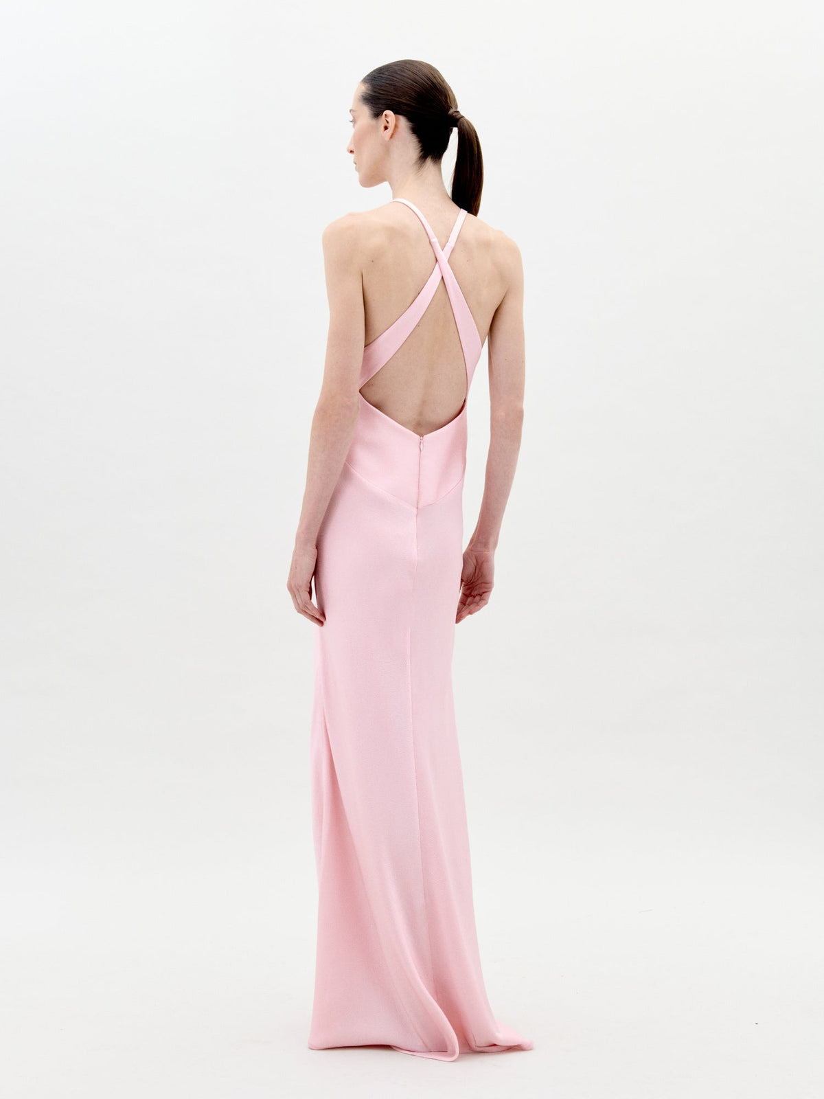 Halter Flower Ornamented Drapey Maxi Dress