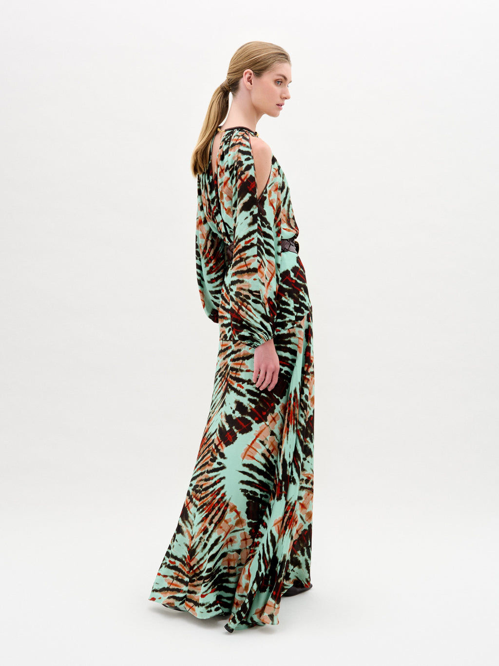 Off-Shoulder Tie-Dye Maxi Dress