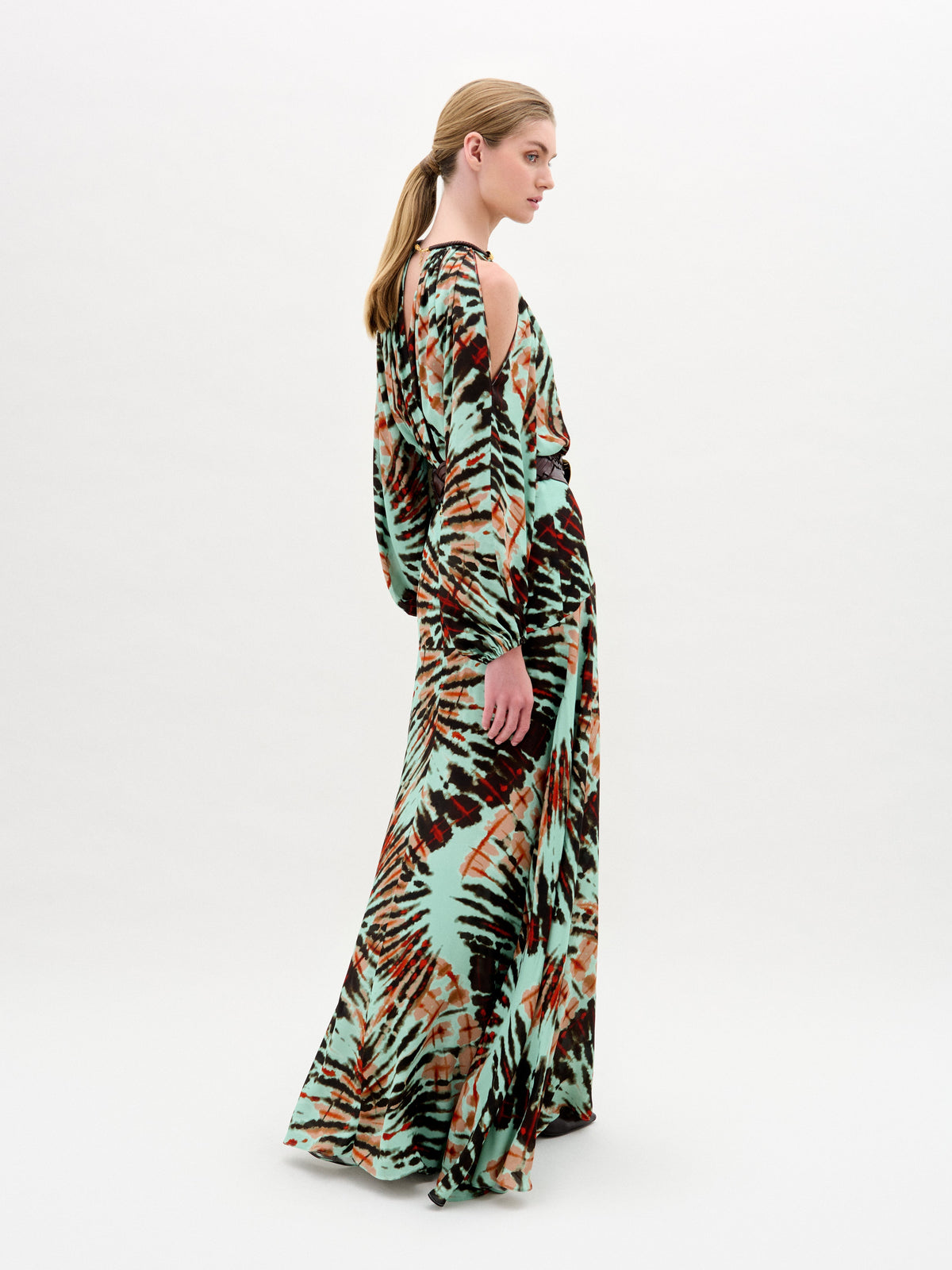Off-Shoulder Tie-Dye Maxi Dress