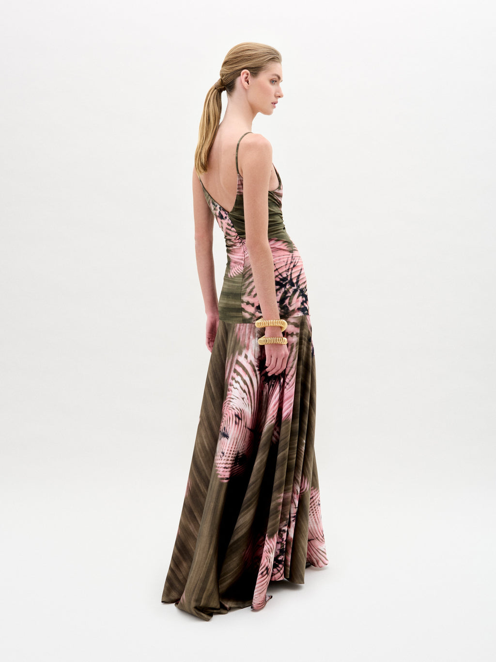 V-Neck Printed Long Gown
