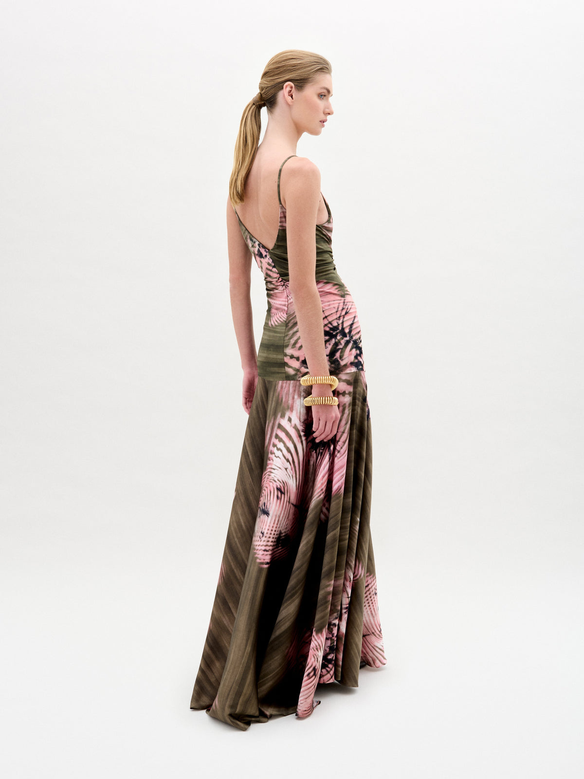 V-Neck Printed Long Gown