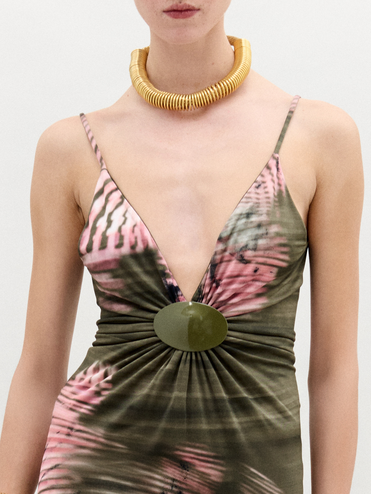 V-Neck Printed Long Gown