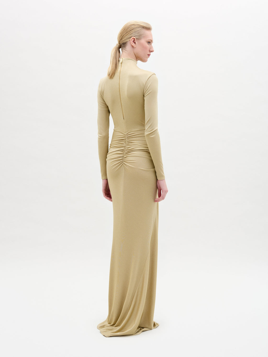 High-neck Pleated Long Gown