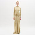 High-neck Pleated Long Gown