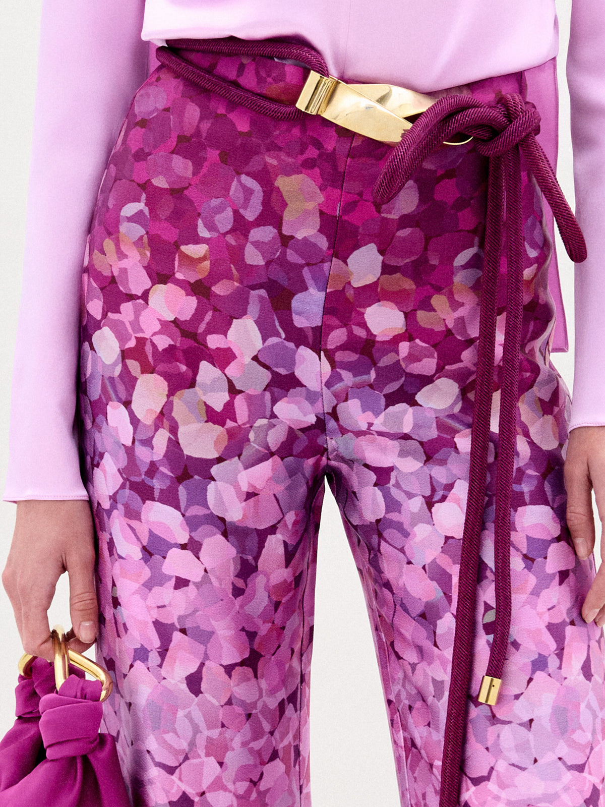 Pink-purple Jacquard Wide-leg Pants