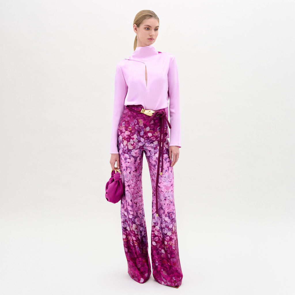 Pink-purple Jacquard Wide-leg Pants