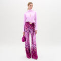 Pink-purple Jacquard Wide-leg Pants