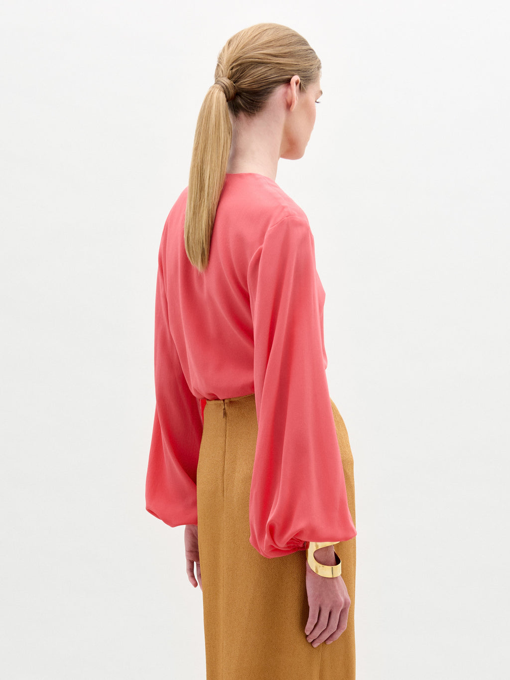 Silk Lantern Sleeve Blouse