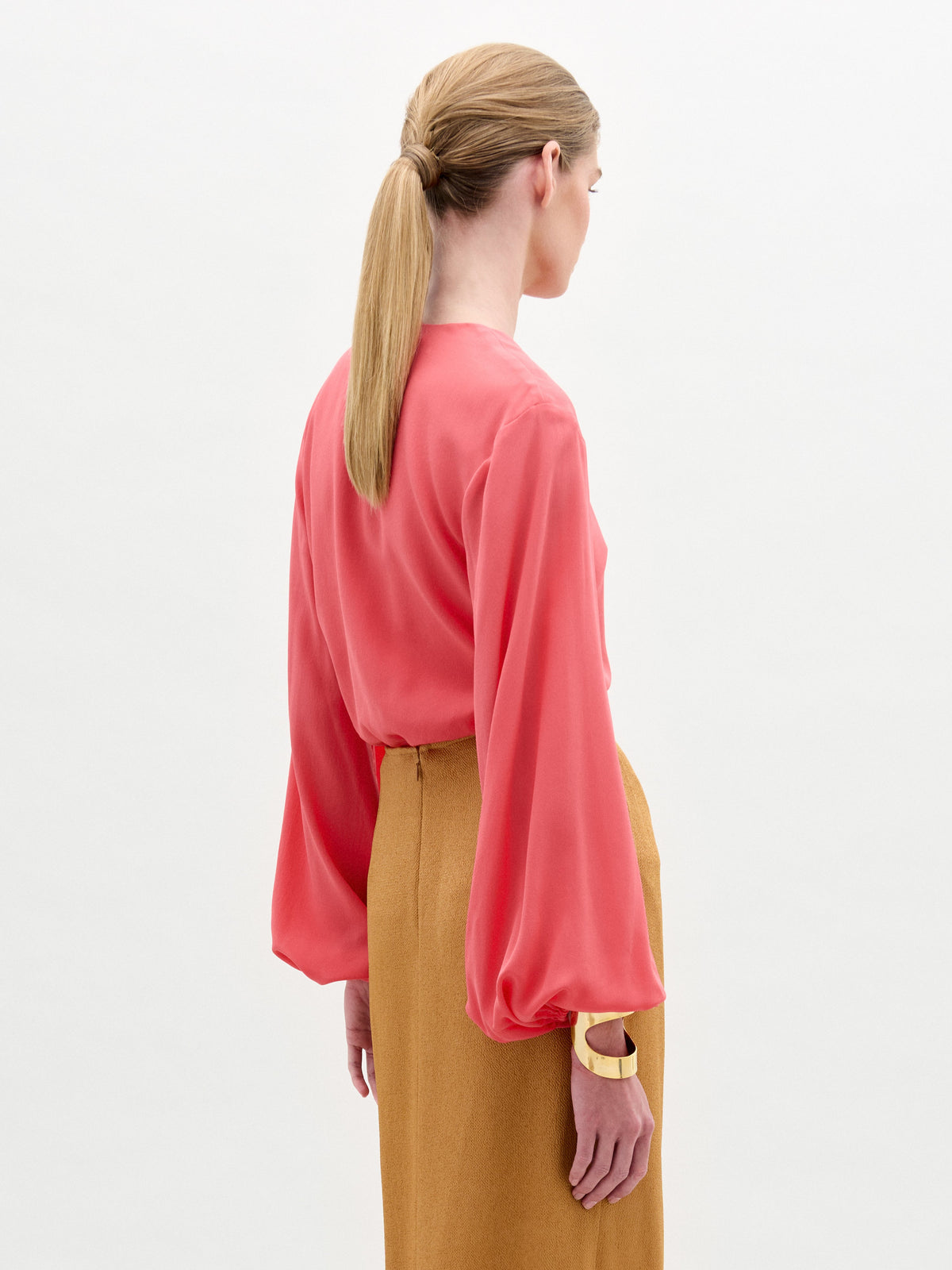 Silk Lantern Sleeve Blouse