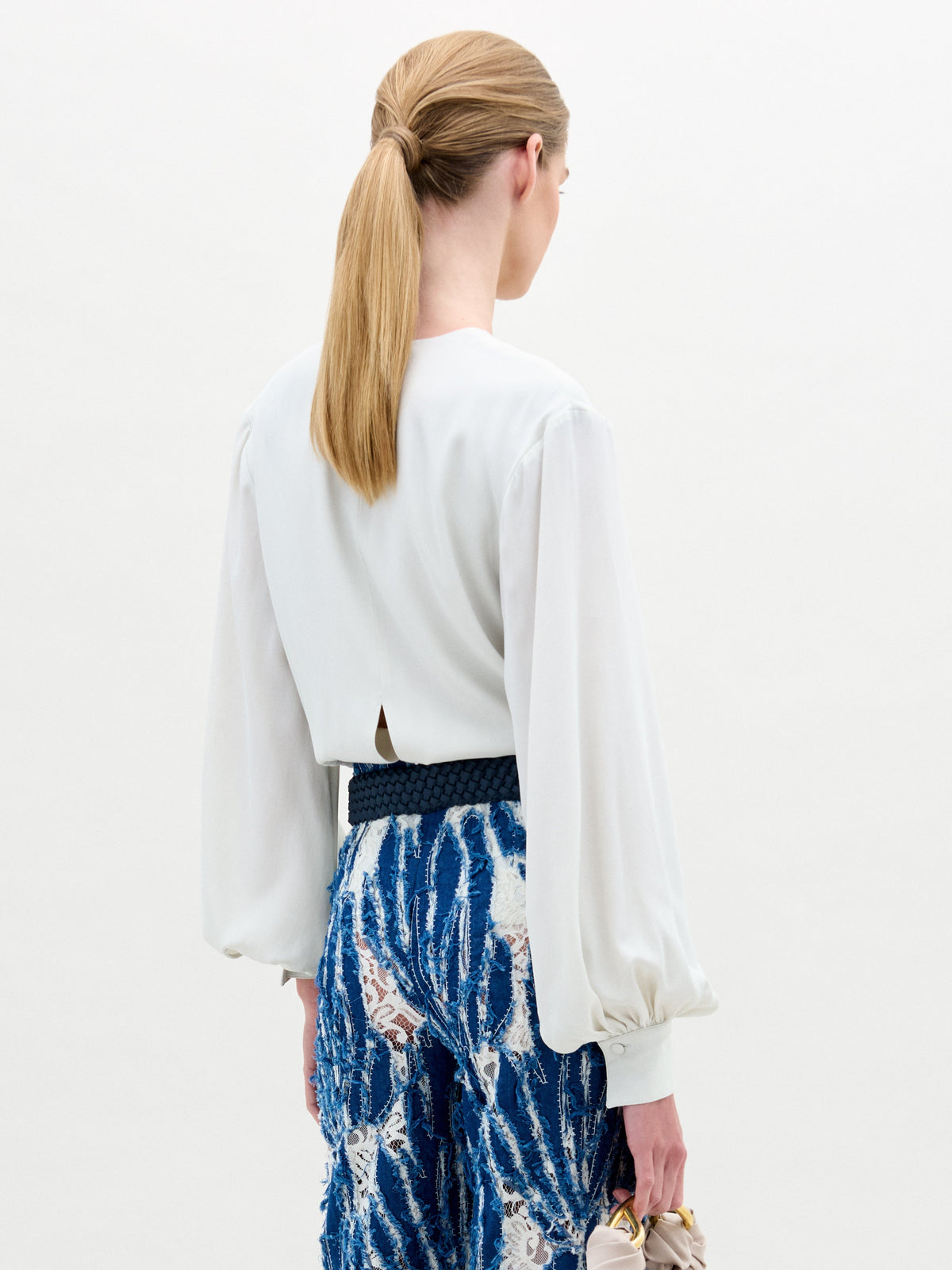 White V-Neck Blouse