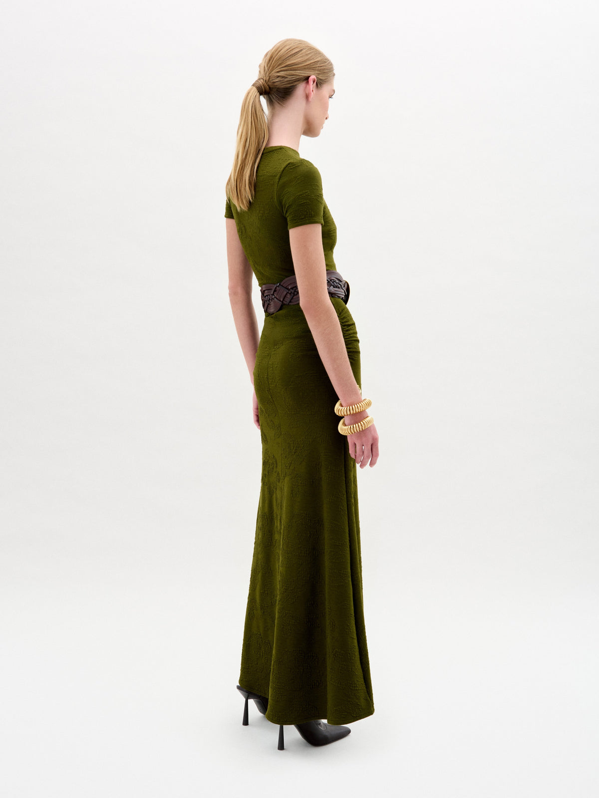 Short-Sleeve Flowy Long Dress