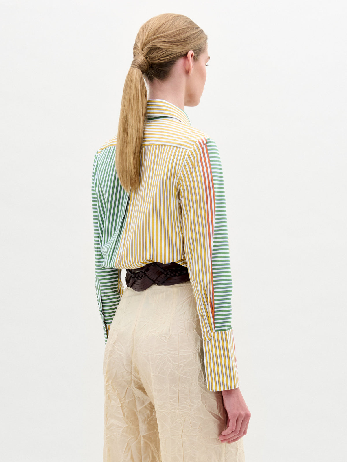 Striped Color-block Buttoned Shirt