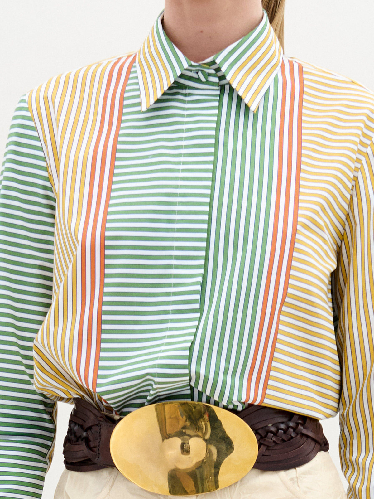 Striped Color-block Buttoned Shirt