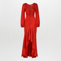 Lantern Sleeve Red Maxi Dress