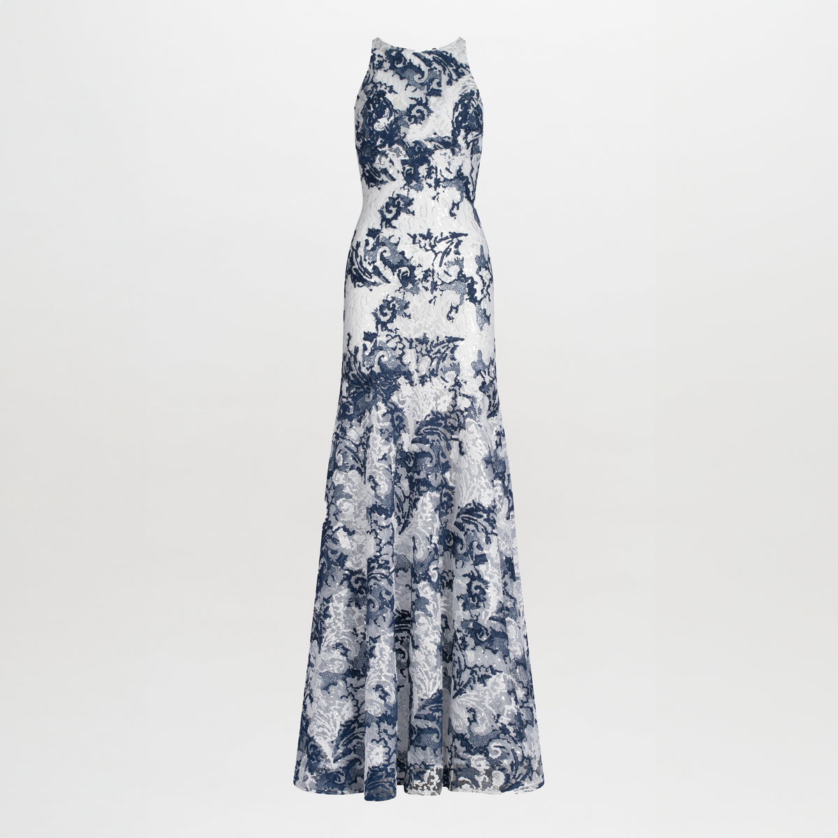 Blue-and-White Porcelain Maxi Gown