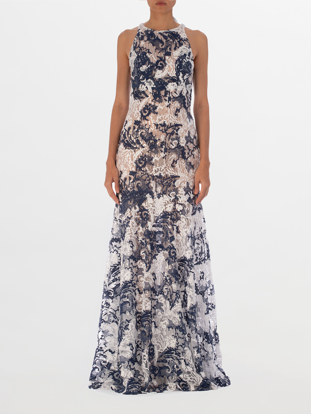 Blue-and-White Porcelain Maxi Gown