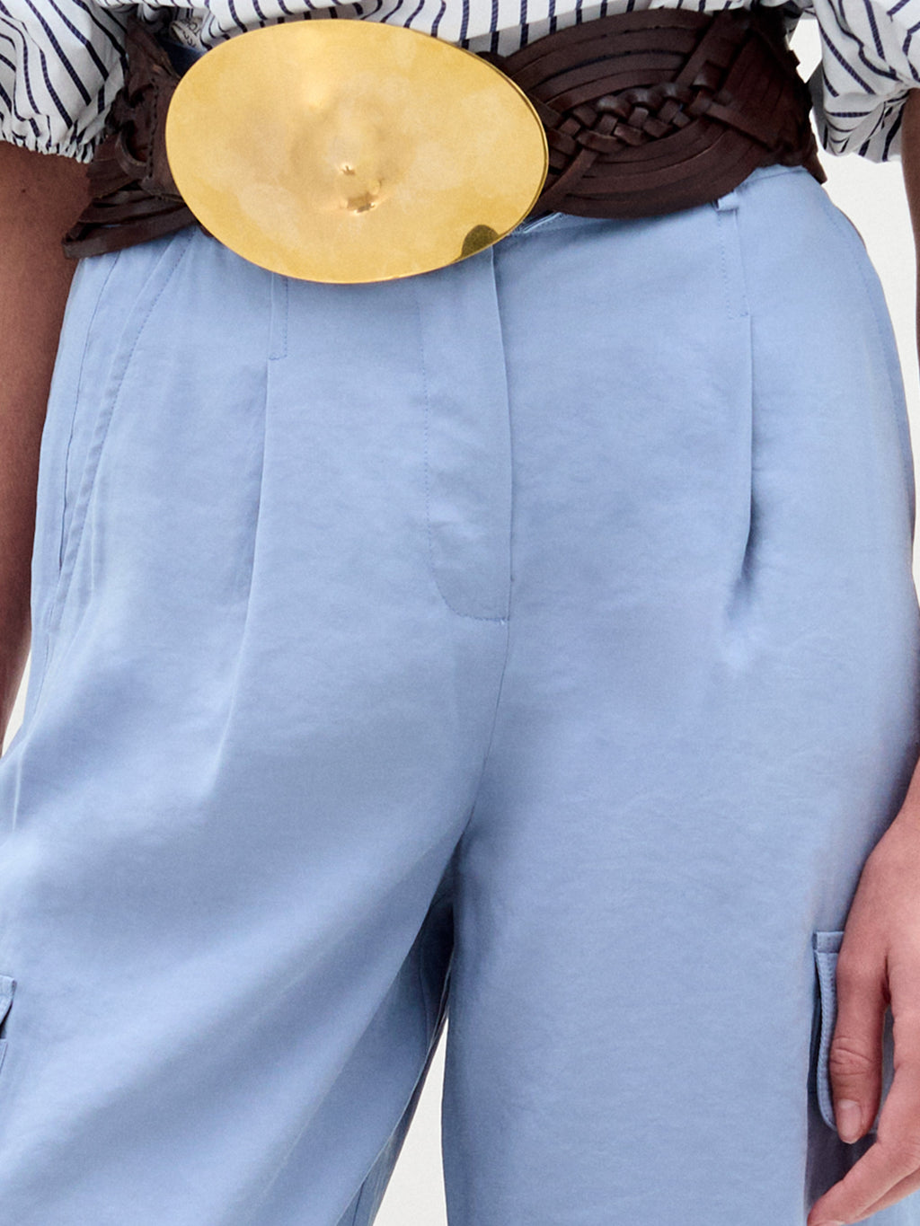 Light Blue Cuffed Casual Pants