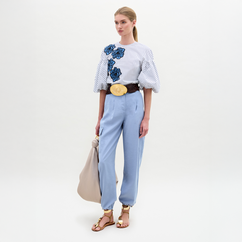 Light Blue Cuffed Casual Pants
