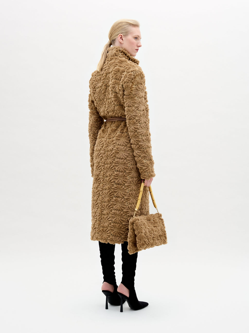 Plush Brown Long Belted Coat