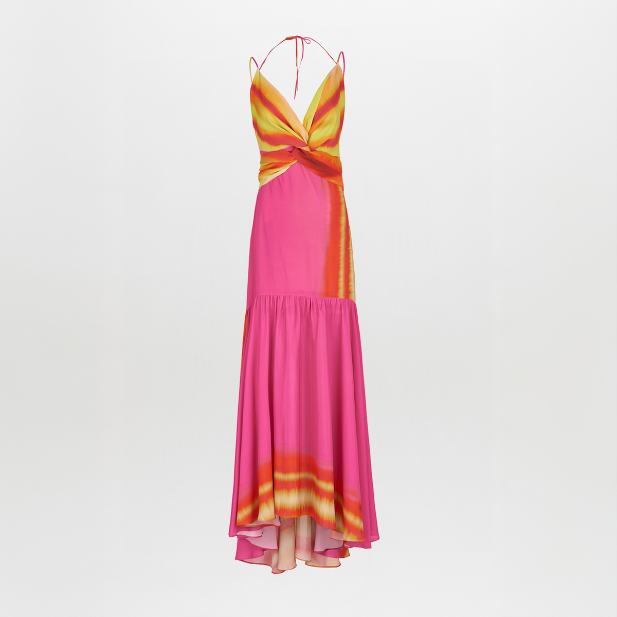 Striped Halter Floor-length Gown