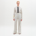 White Black Vertical Stripe High-Waisted Wide-Leg Trousers