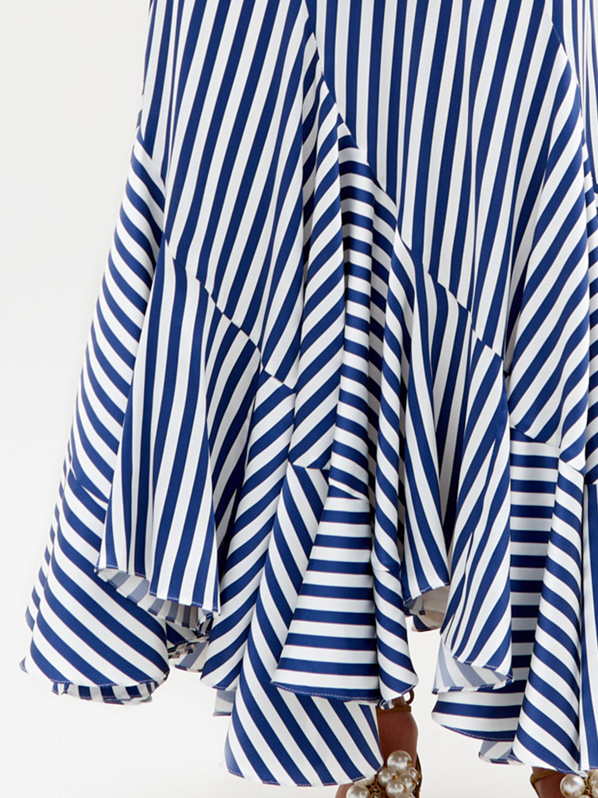 Blue-White Striped Tie-Front Mermaid Skirt