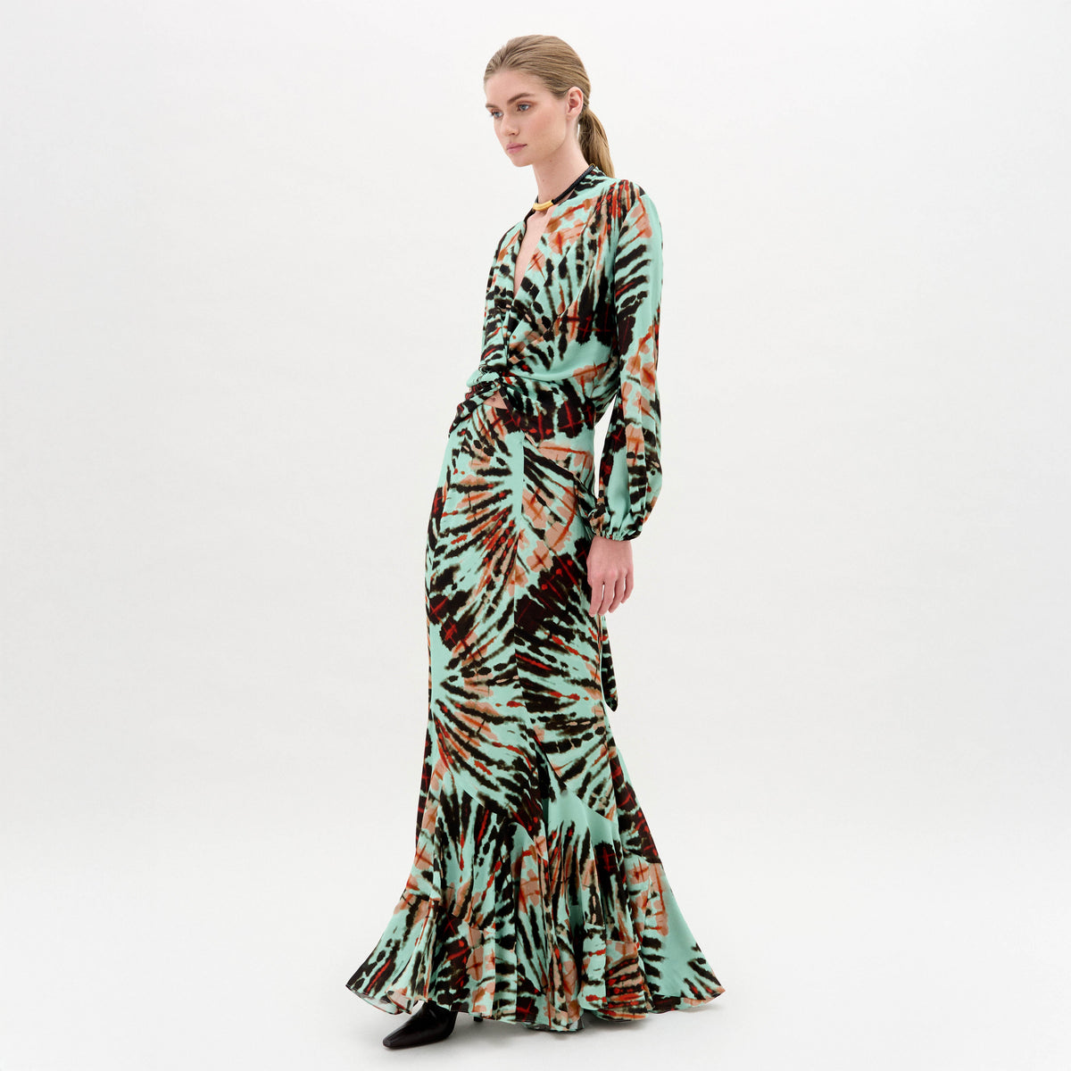 Printed Mermaid Long Sleeve Dress
