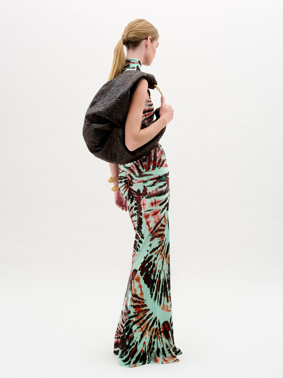 High-neck Tie-dye Sleeveless Long Dress