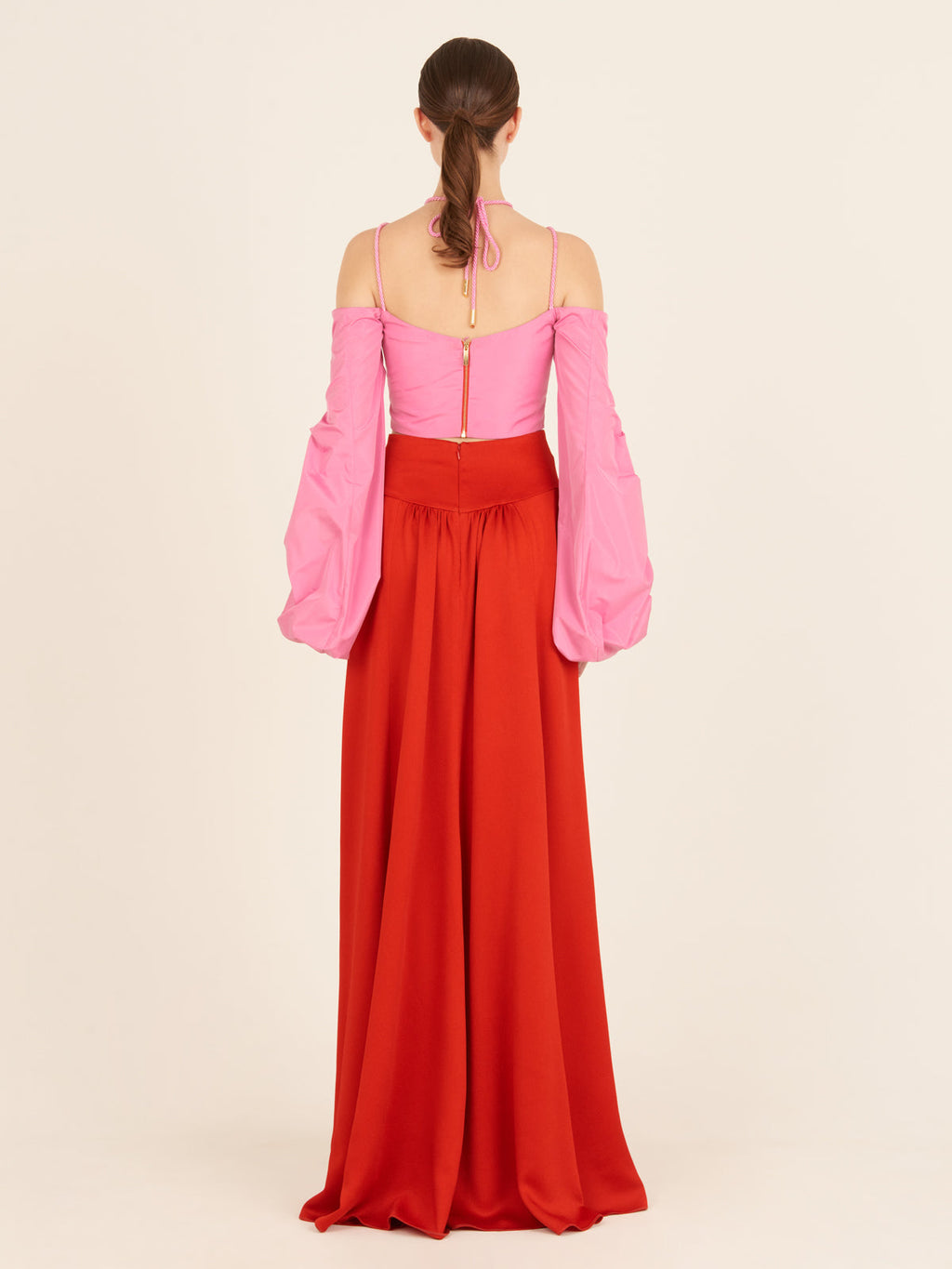 Red High-waisted Wide-leg Pants
